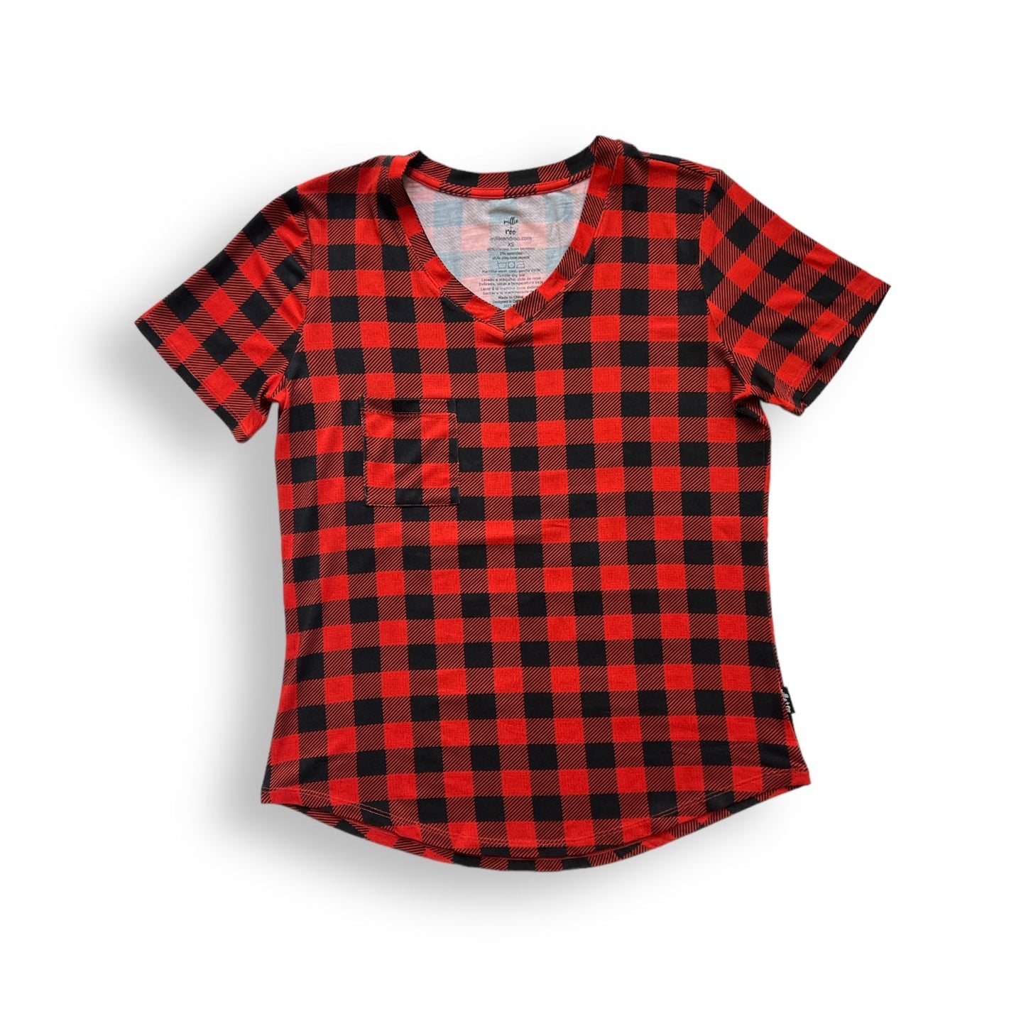 MAMA V-NECK- Red Buffalo Plaid - The Avenue44