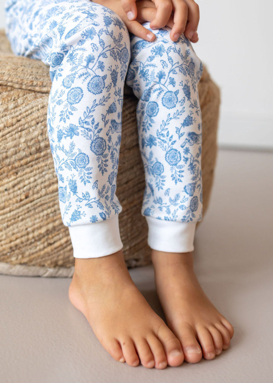 Floral Bunnies Pima Long Pajama Set - The Avenue44