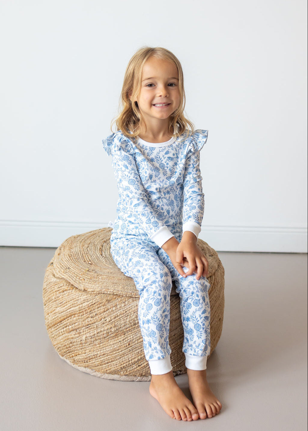 Floral Bunnies Pima Long Pajama Set - The Avenue44