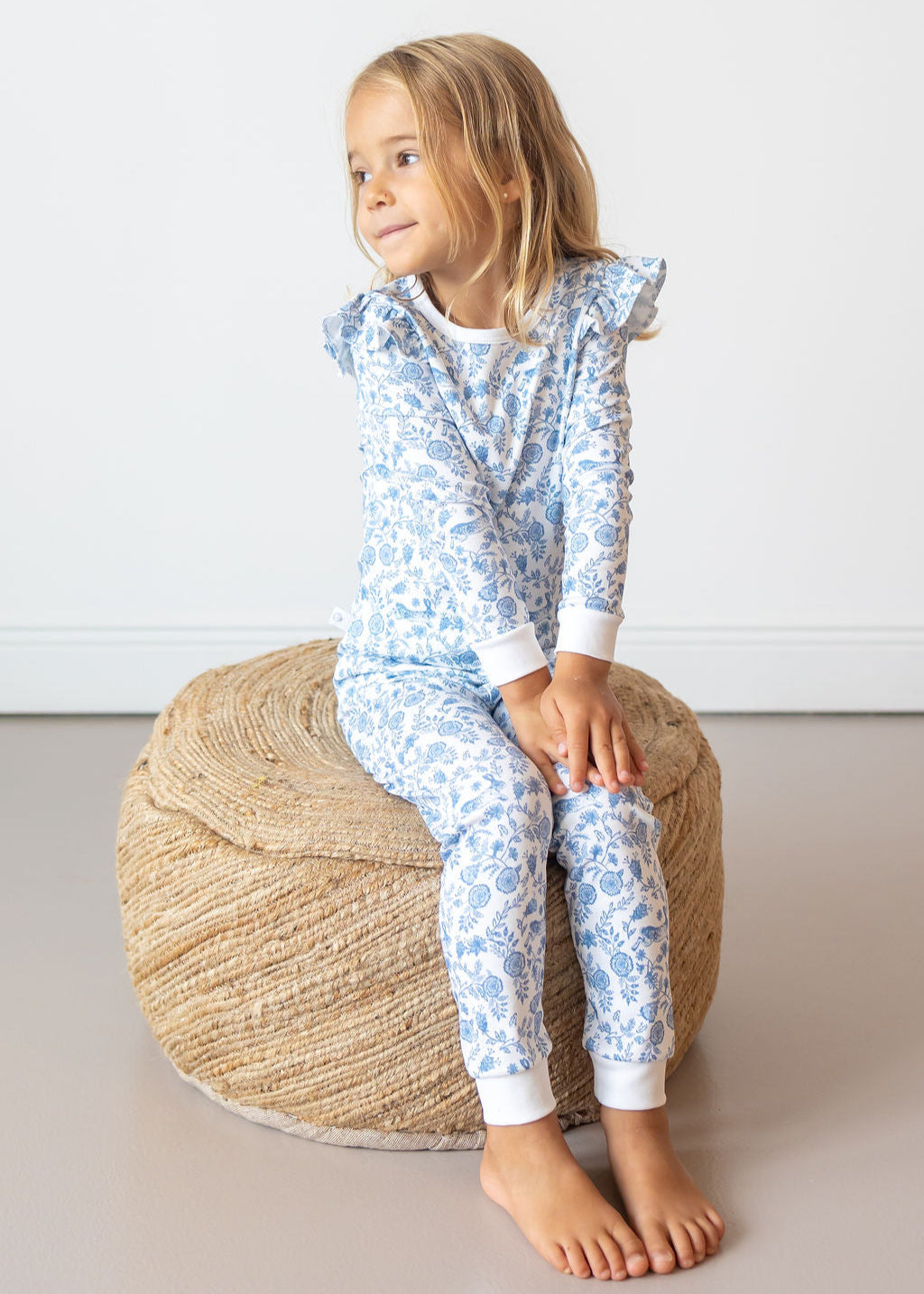 Floral Bunnies Pima Long Pajama Set - The Avenue44