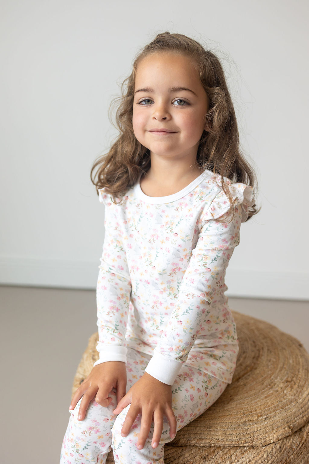 Winter Flowers Pima Long Pajama Set - The Avenue44
