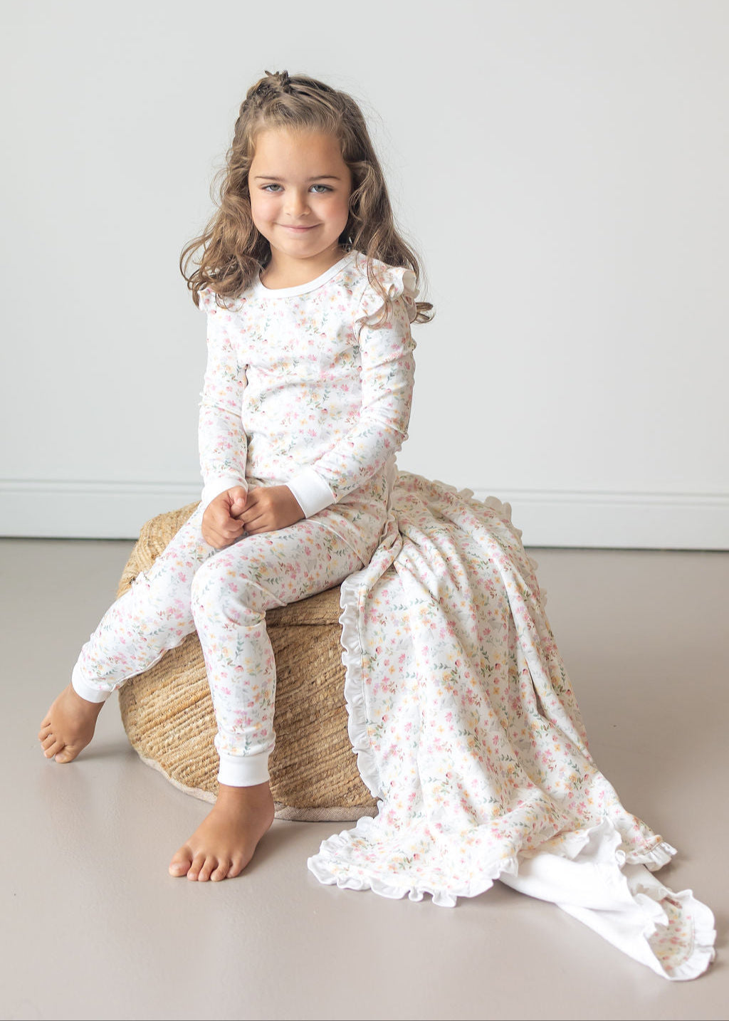 Winter Flowers Pima Long Pajama Set - The Avenue44