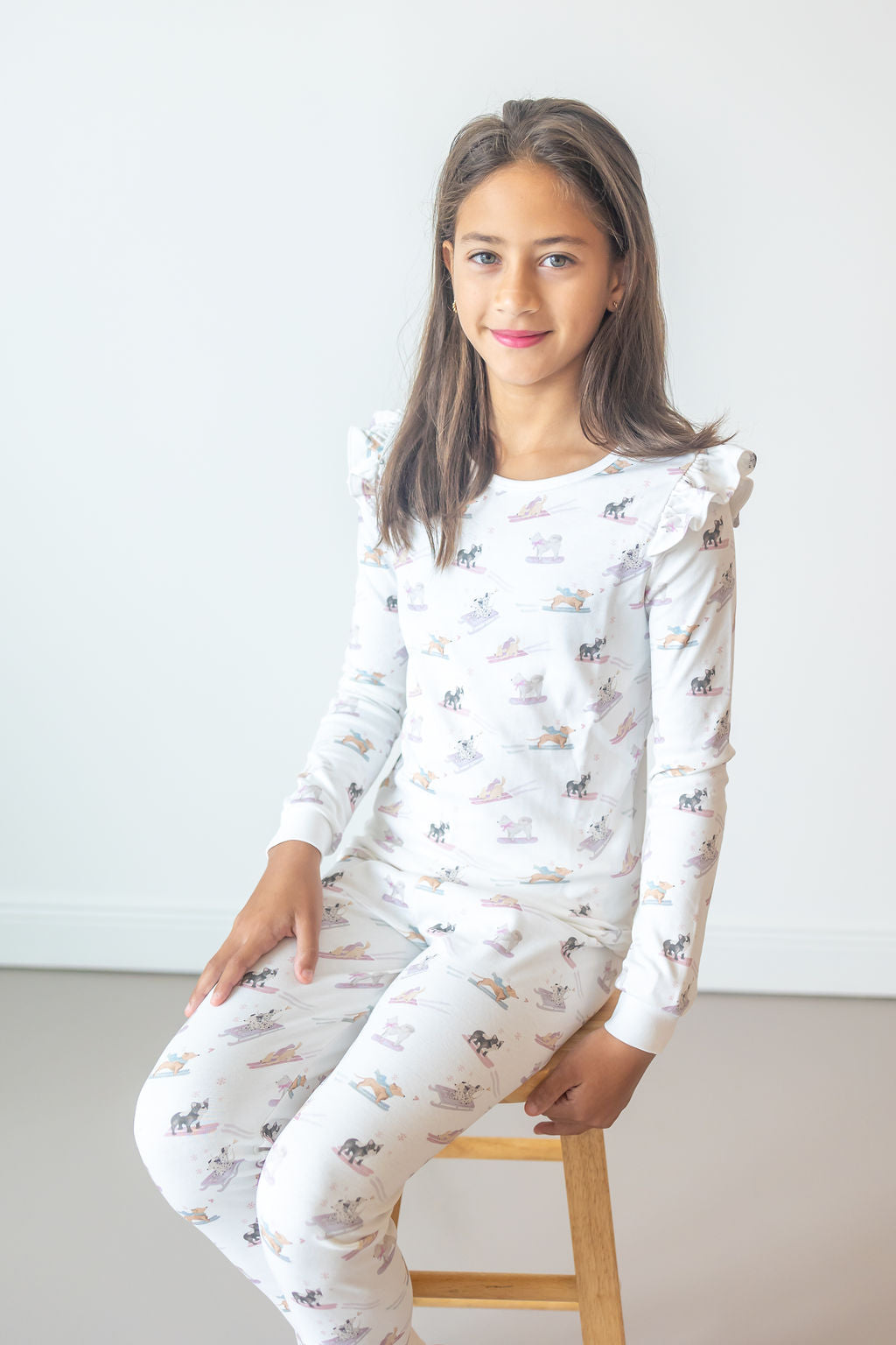 Ski Pups Girl Pima Long Pajama Set - The Avenue44