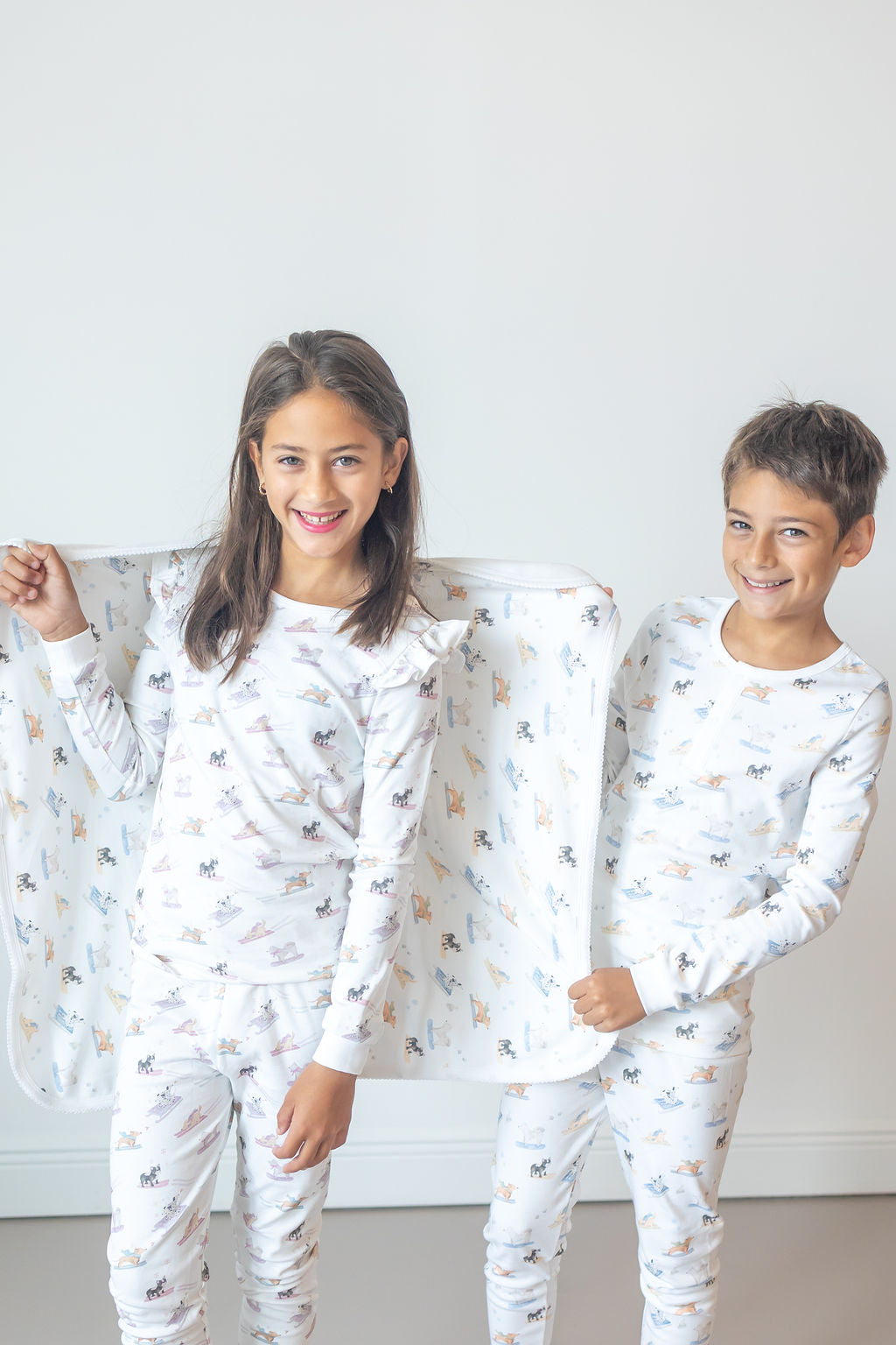 Ski Pups Girl Pima Long Pajama Set - The Avenue44