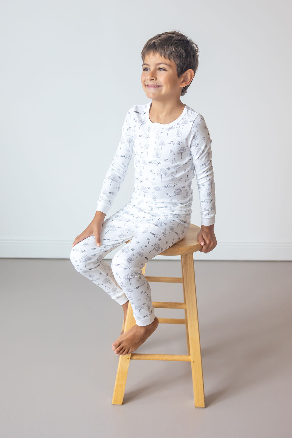 Gray Raccoon Pima Long Pajama Set - The Avenue44