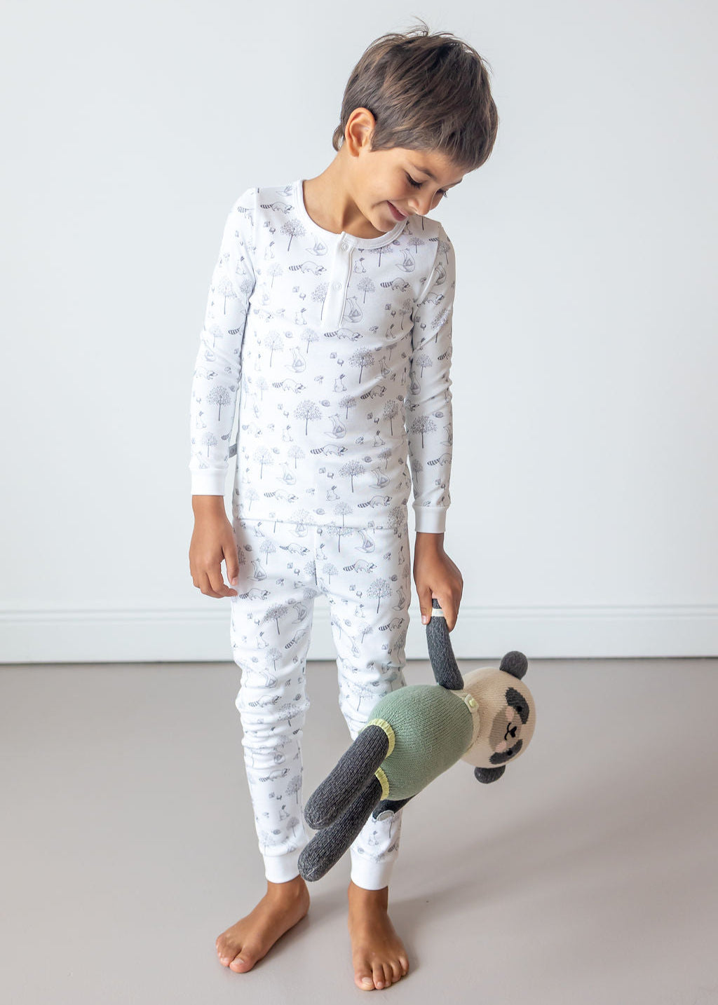 Gray Raccoon Pima Long Pajama Set - The Avenue44