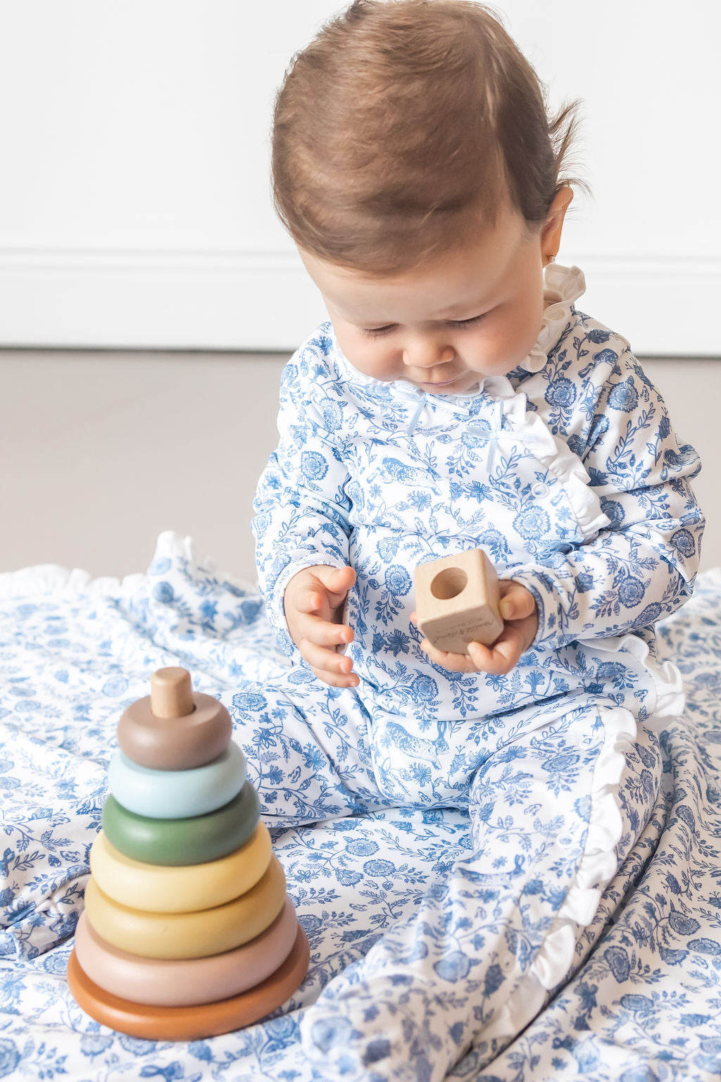 Floral Bunnies Pima Baby Pajama - The Avenue44
