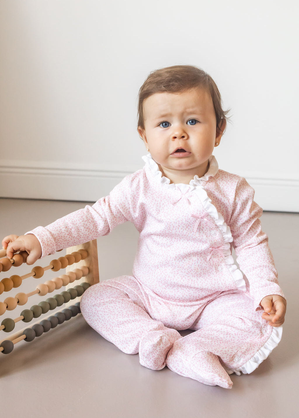 Pink Leaves Pima Baby Pajama - The Avenue44