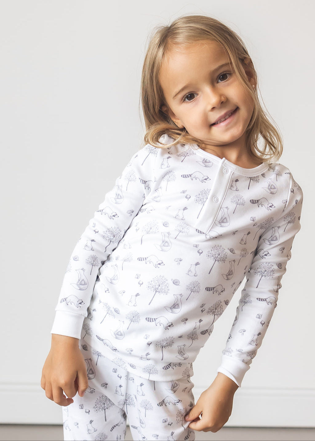 Gray Raccoon Pima Long Pajama Set - The Avenue44