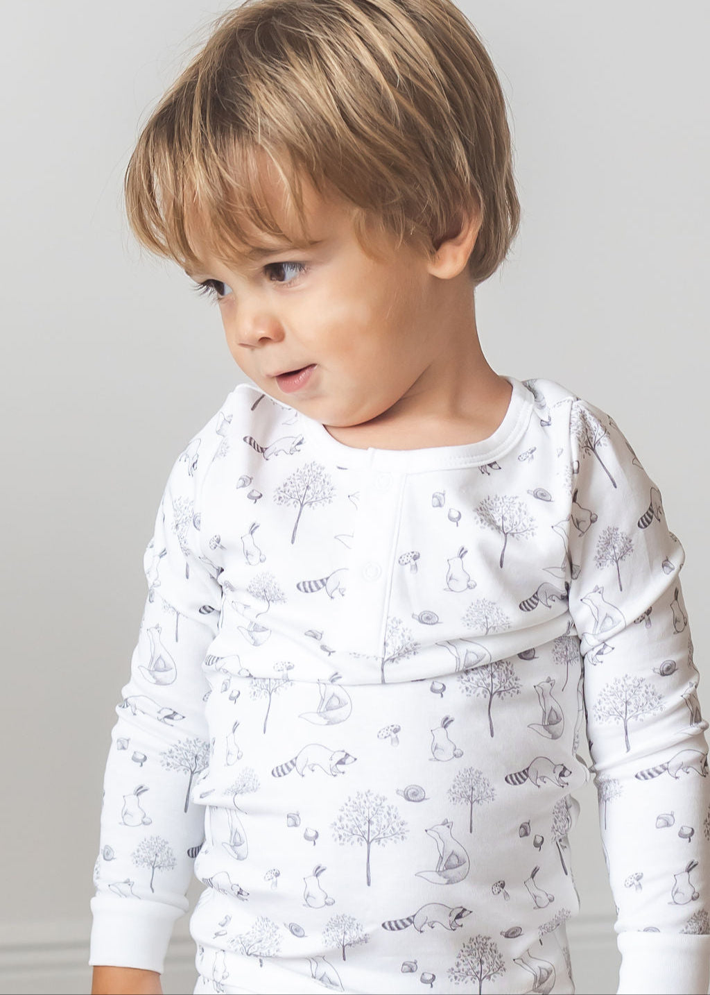 Gray Raccoon Pima Long Pajama Set - The Avenue44