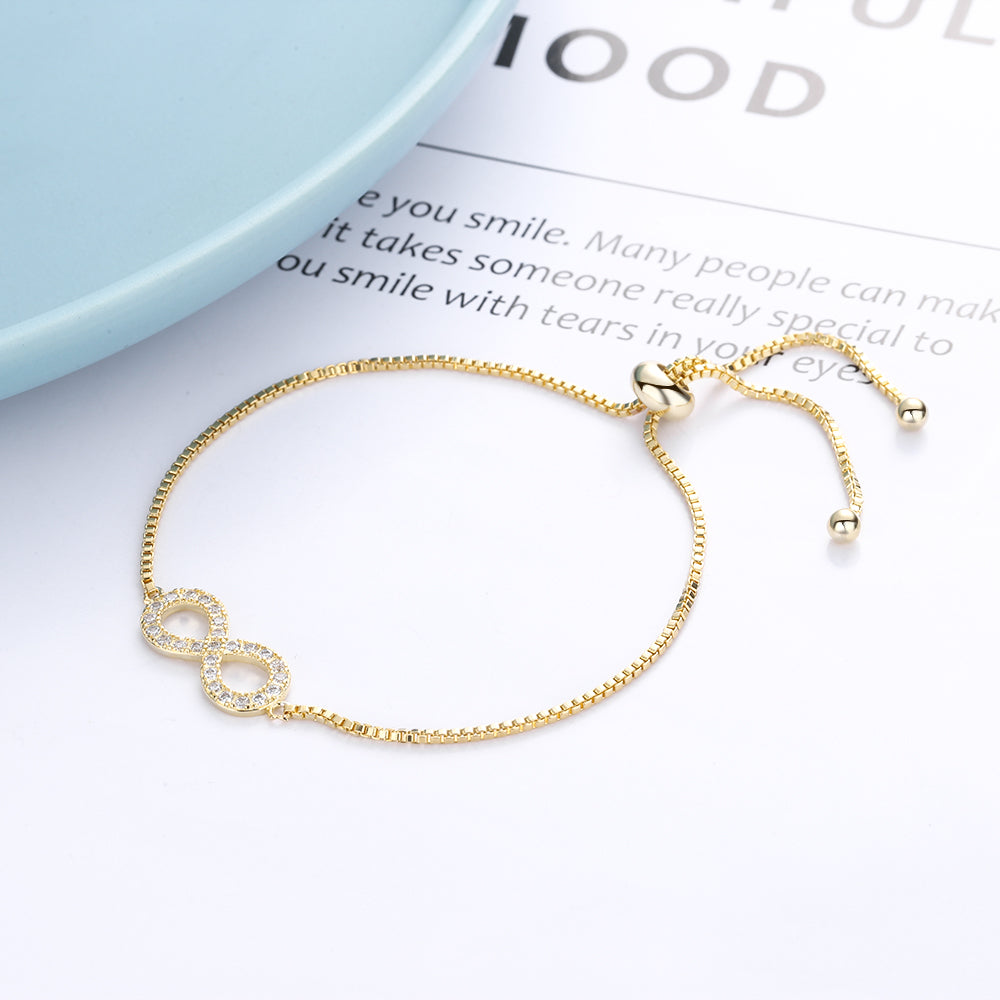 Adjustable Box Chain Tennis Bracelet with Infinity Pendant - The Avenue44