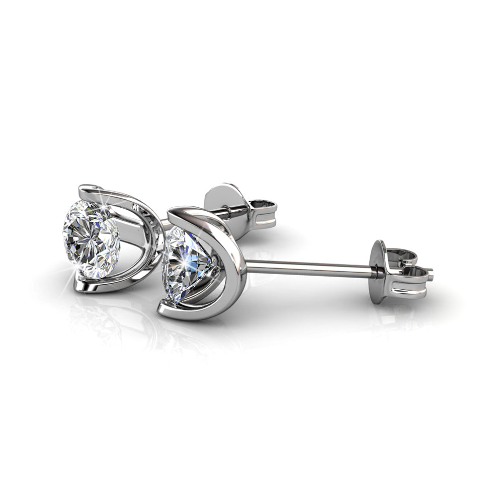 18K White Gold over Sterling Silver Floating Halo Stud Earring with crystals from Swarovski - The Avenue44
