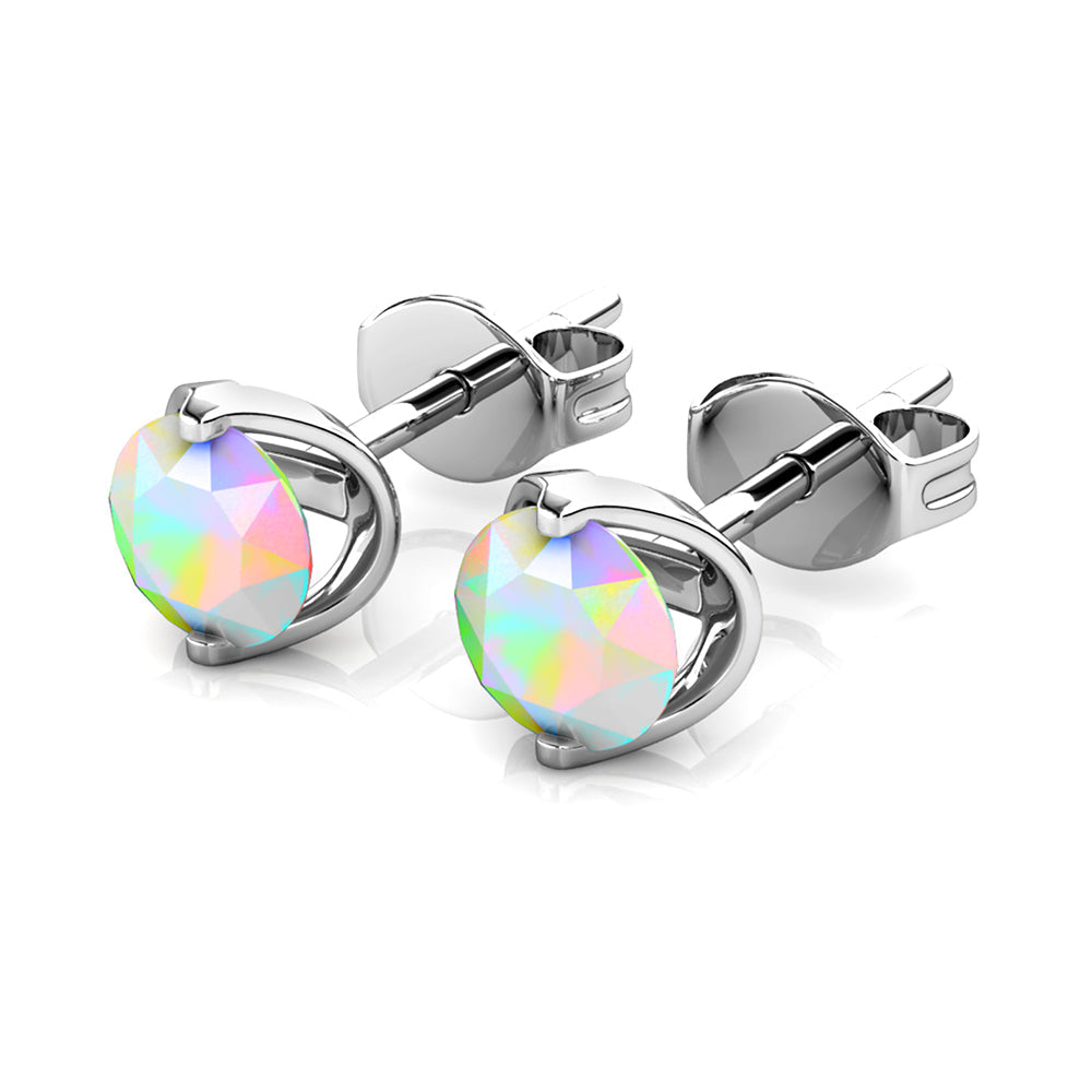18K White Gold over Sterling Silver Floating Halo Stud Earring with crystals from Swarovski - The Avenue44