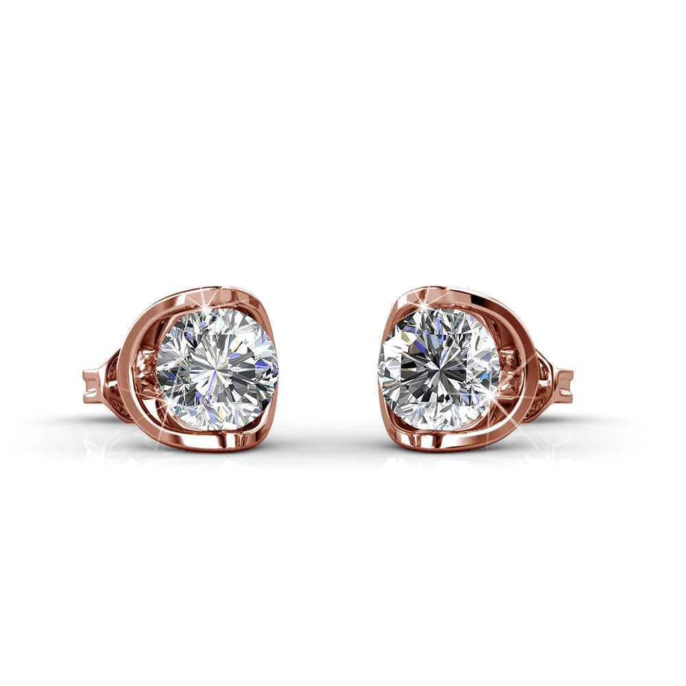 18K White Gold over Sterling Silver Floating Halo Stud Earring with crystals from Swarovski - The Avenue44