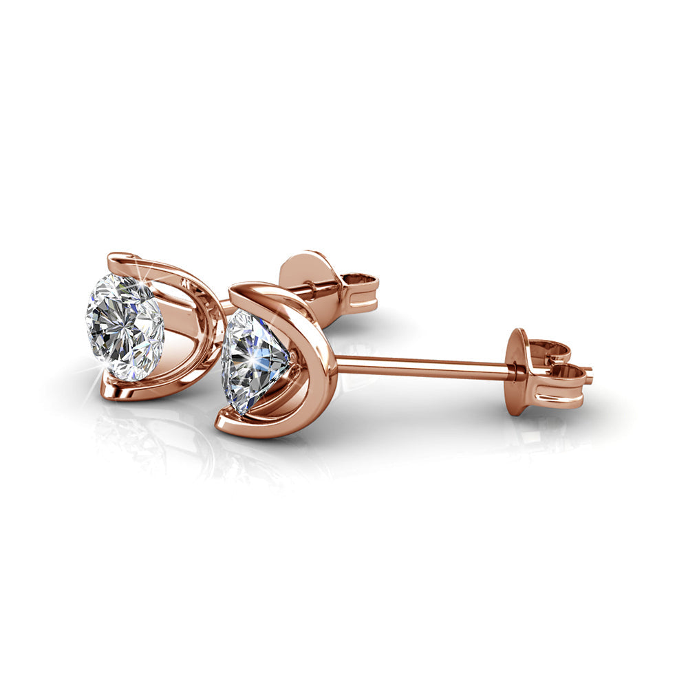 18K White Gold over Sterling Silver Floating Halo Stud Earring with crystals from Swarovski - The Avenue44