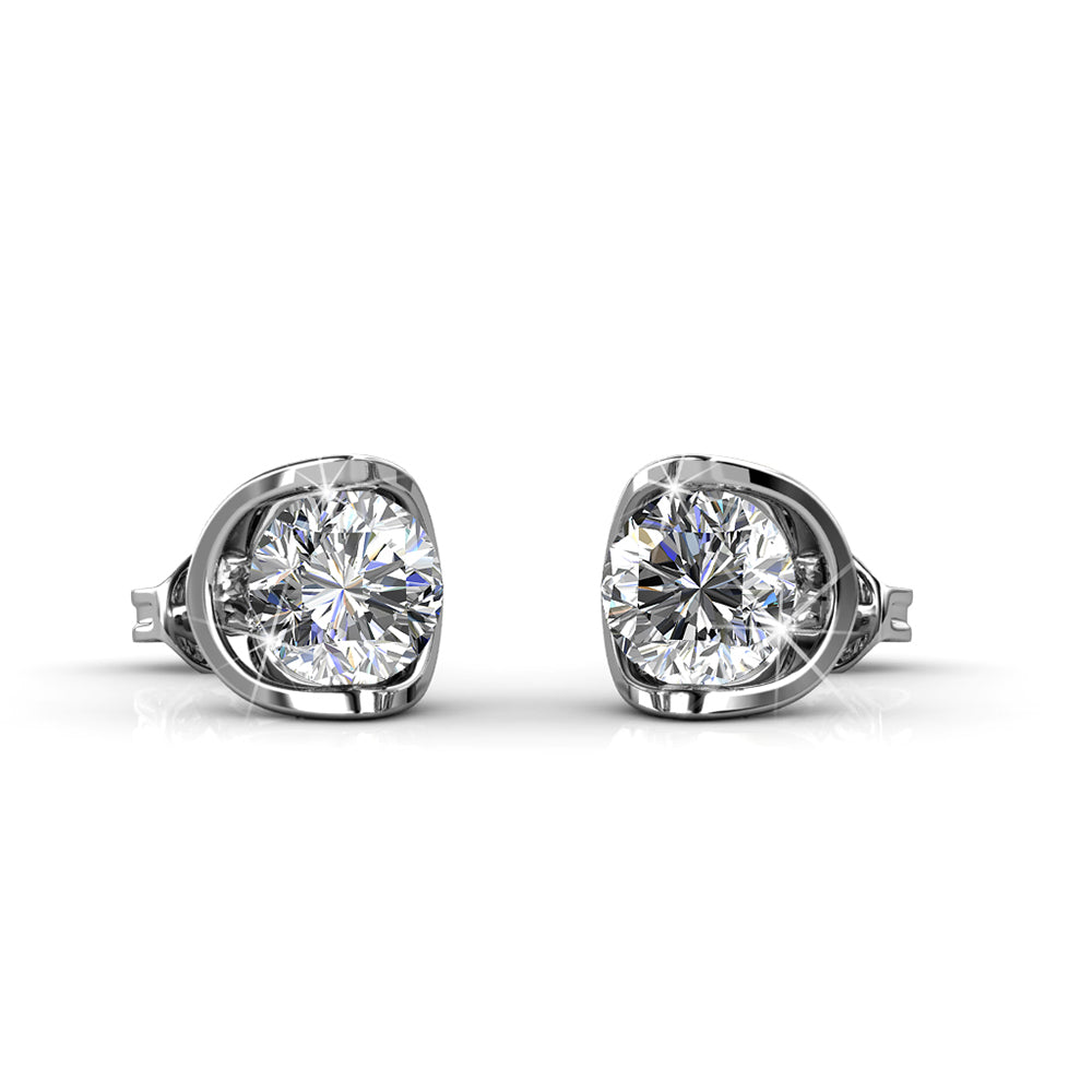 18K White Gold over Sterling Silver Floating Halo Stud Earring with crystals from Swarovski - The Avenue44
