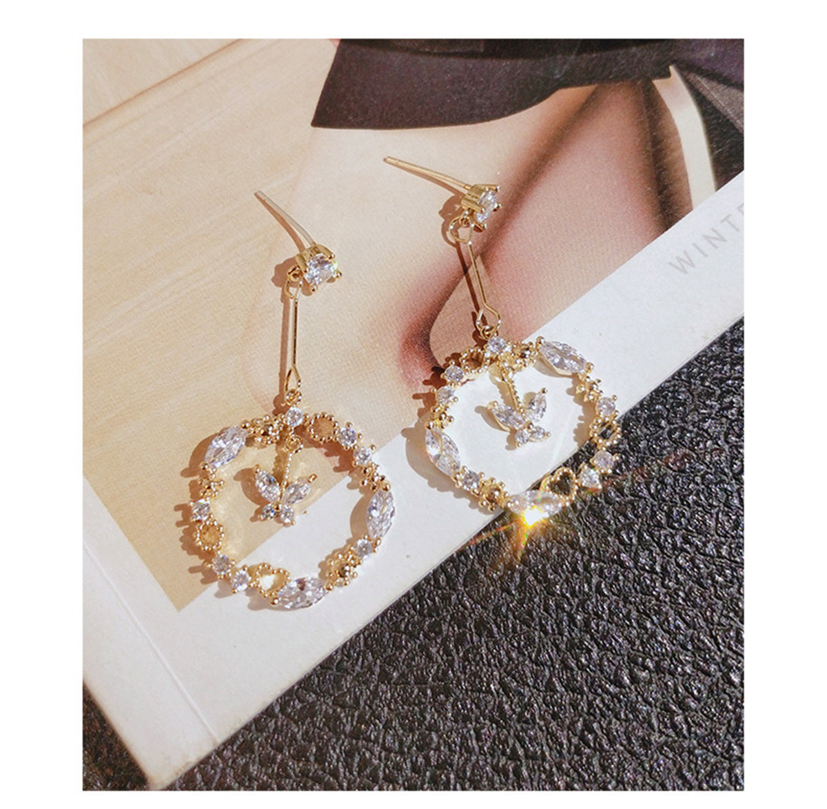 14K Gold Open Butterfly Drop Earring with crystals from Swarovski - The Avenue44