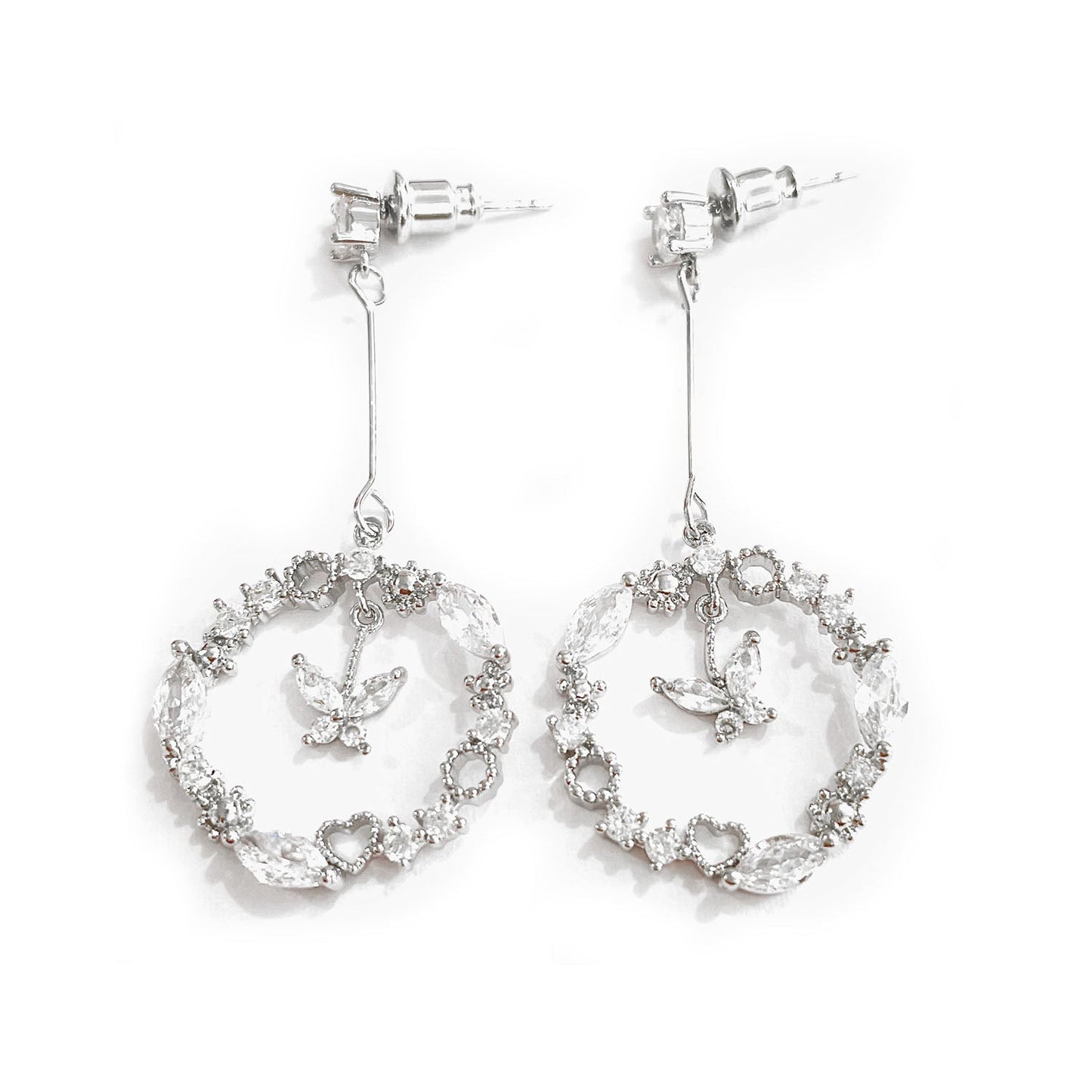 14K Gold Open Butterfly Drop Earring with crystals from Swarovski - The Avenue44