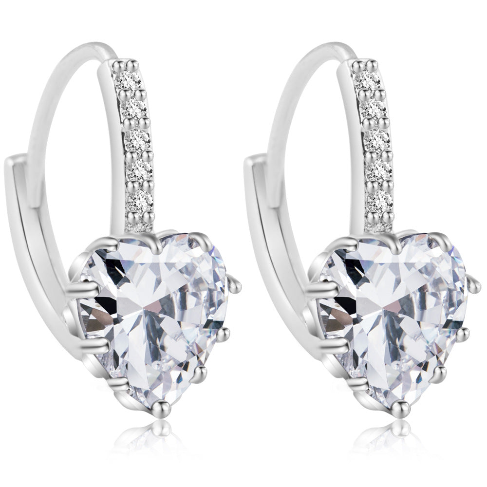 14K White Gold Heart Lever-back Earrings - The Avenue44