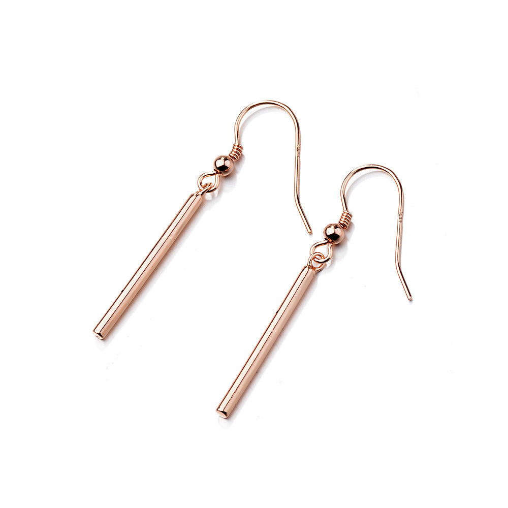 18K Rose Gold over Sterling Silver Bar Earrings - The Avenue44