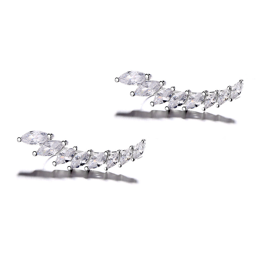 14K White Gold Marque Cut Swarovski Crystal Climber Crawler - The Avenue44