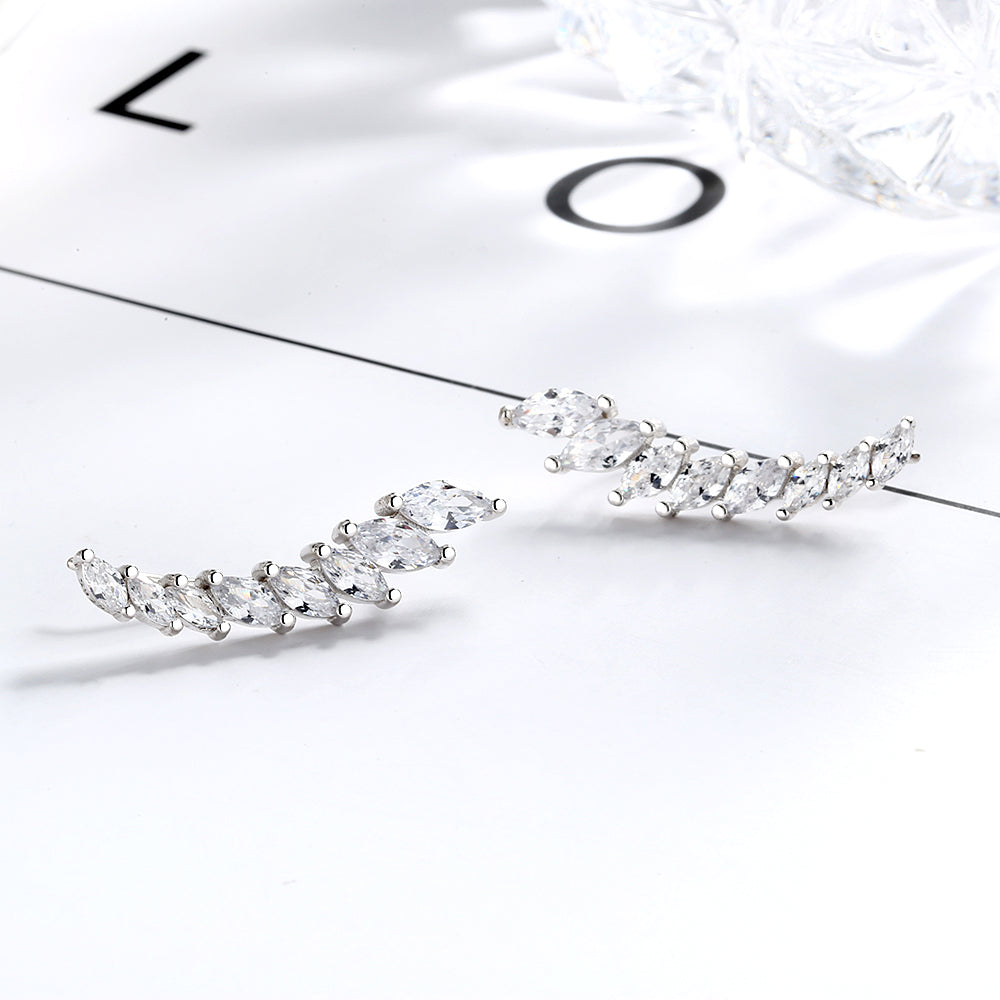 14K White Gold Marque Cut Swarovski Crystal Climber Crawler - The Avenue44