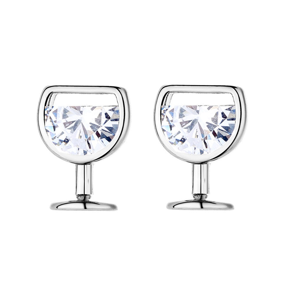 14K Rose Gold and Sterling Silver Wine Glasses Earrings with crystals from Swarovski - The Avenue44