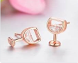 14K Rose Gold and Sterling Silver Wine Glasses Earrings with crystals from Swarovski - The Avenue44