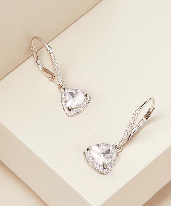 Sterling Silver Leverback Earrings with Crystals - The Avenue44