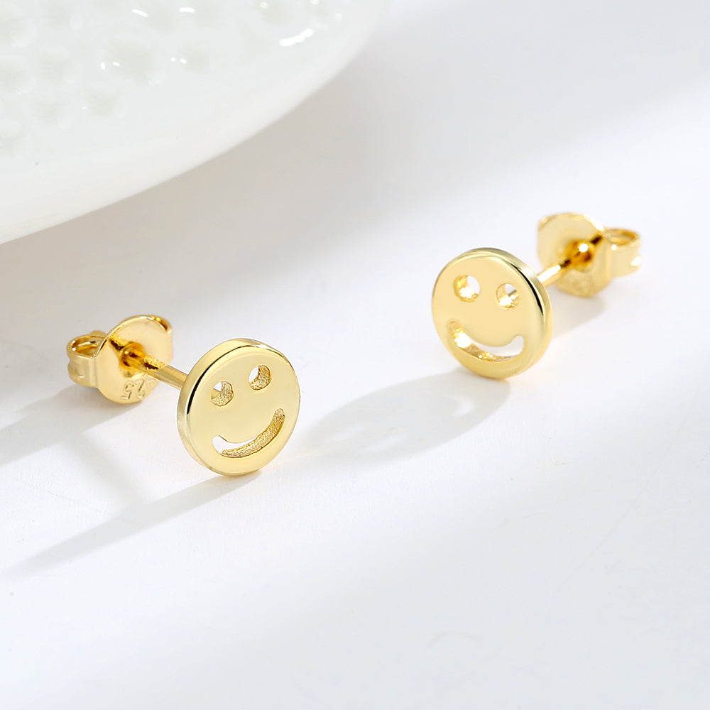 14K Gold or Sterling Silver Smiley Face Earring - The Avenue44
