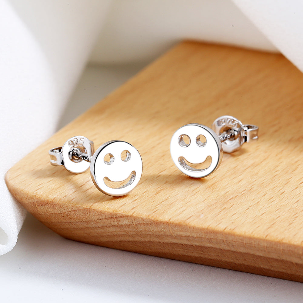 14K Gold or Sterling Silver Smiley Face Earring - The Avenue44