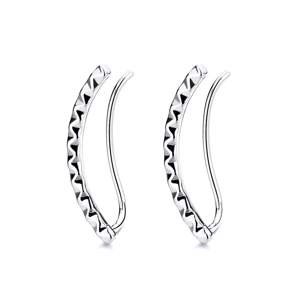 Rhodium Hammered Earring Crawlers - The Avenue44