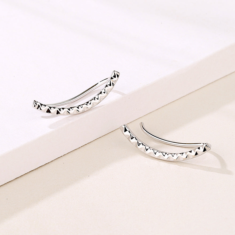 Rhodium Hammered Earring Crawlers - The Avenue44