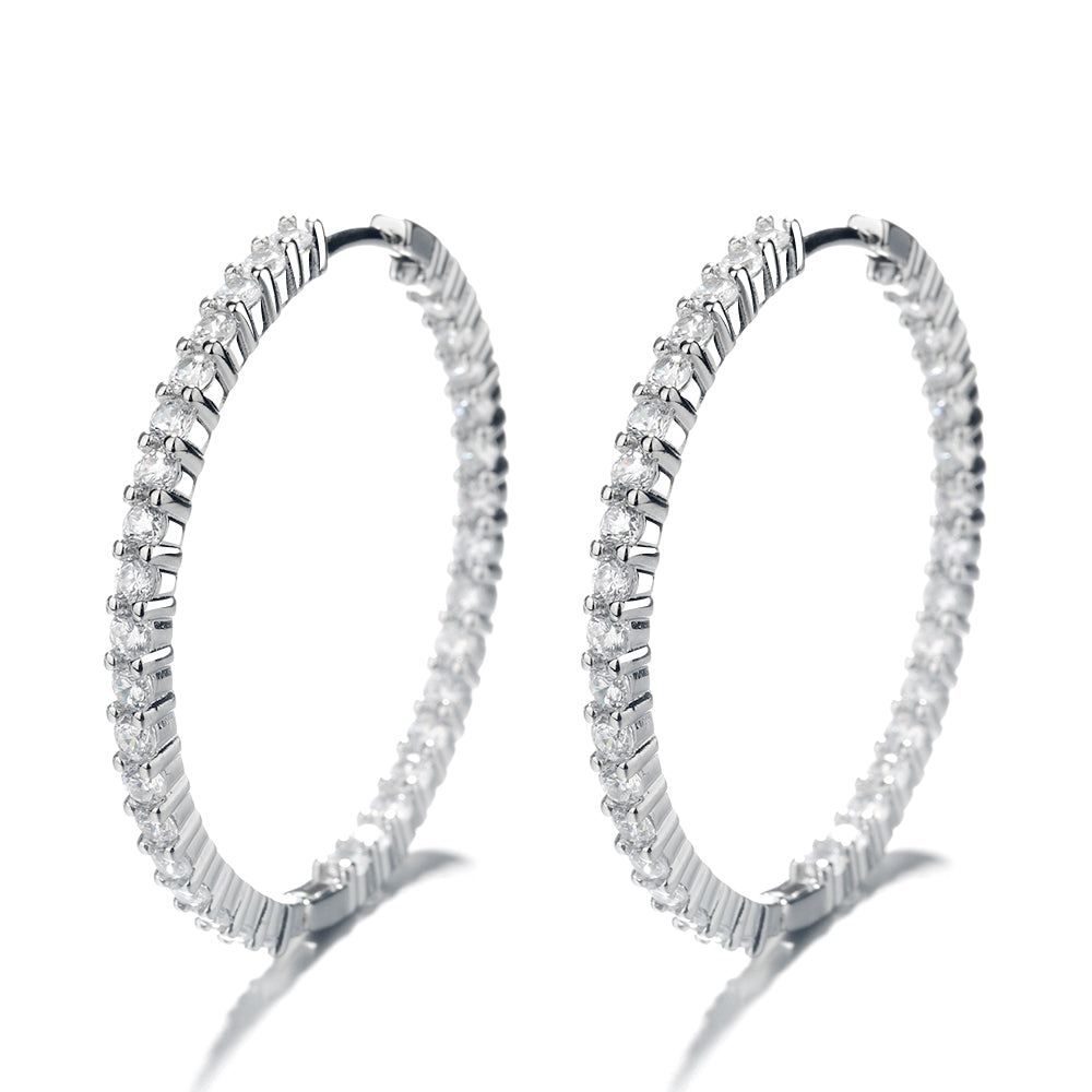 18K White Gold Plated Inside Out Hoop Earrings with crystals from Swarovski - The Avenue44