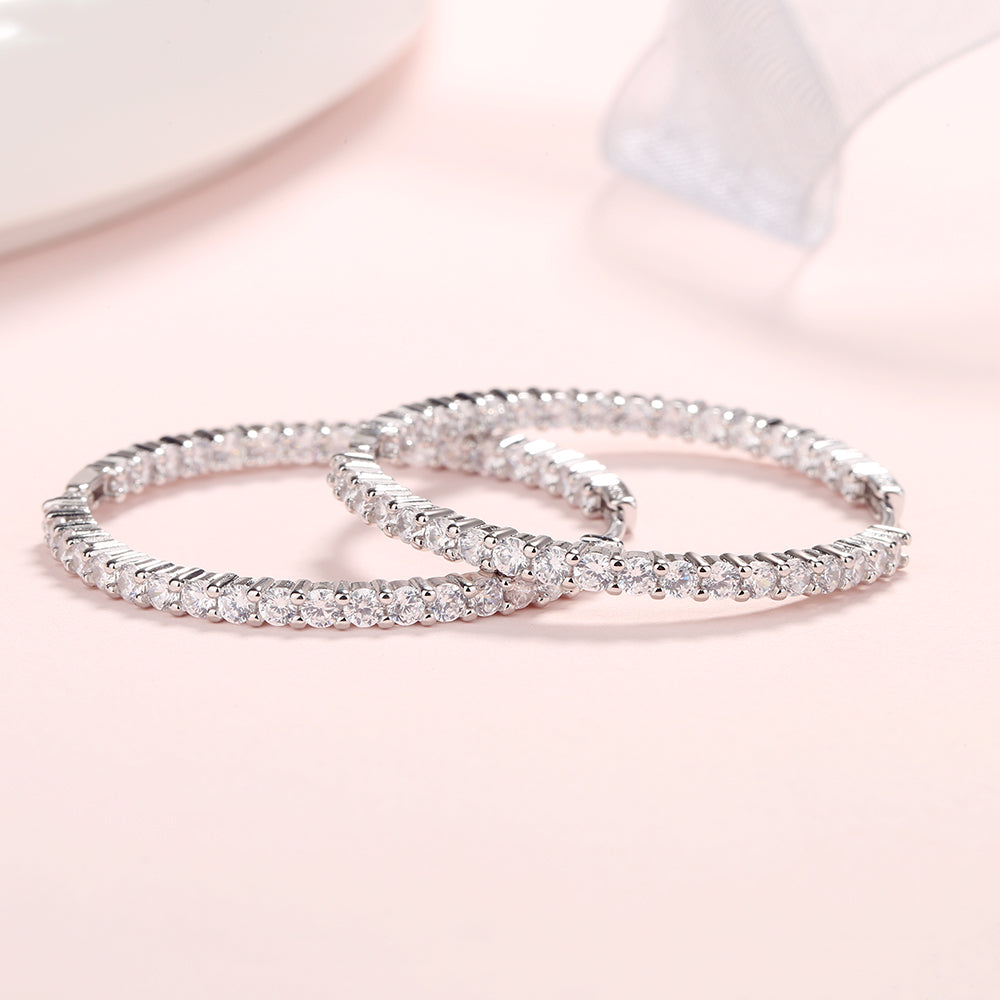 18K White Gold Plated Inside Out Hoop Earrings with crystals from Swarovski - The Avenue44