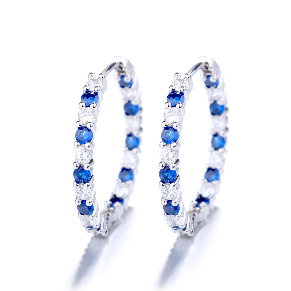 18K White Gold Plated Inside Out Hoop Earrings with crystals from Swarovski - The Avenue44