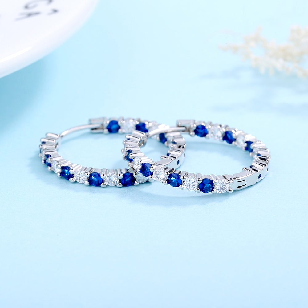 18K White Gold Plated Inside Out Hoop Earrings with crystals from Swarovski - The Avenue44