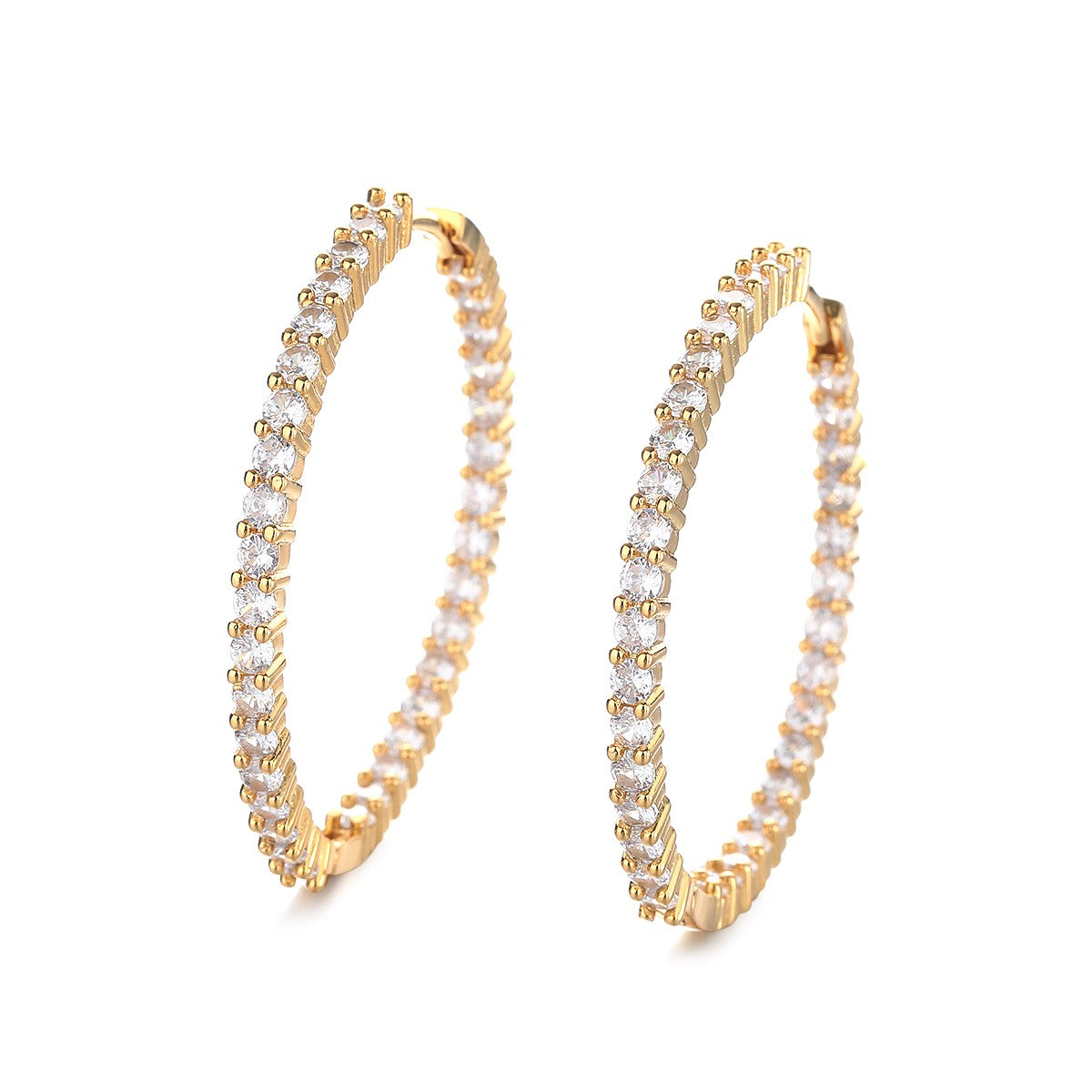 18K White Gold Plated Inside Out Hoop Earrings with crystals from Swarovski - The Avenue44