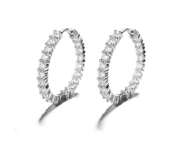 18K White Gold Plated Inside Out Hoop Earrings with crystals from Swarovski - The Avenue44