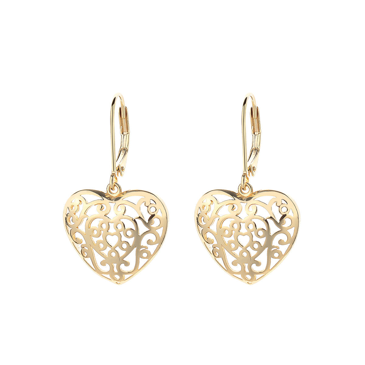 14K Gold and Sterling Silver Filigree Heart Earring - The Avenue44