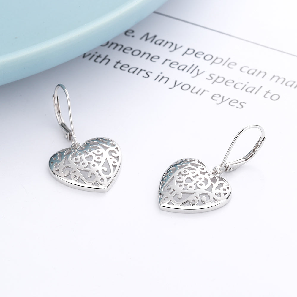 14K Gold and Sterling Silver Filigree Heart Earring - The Avenue44