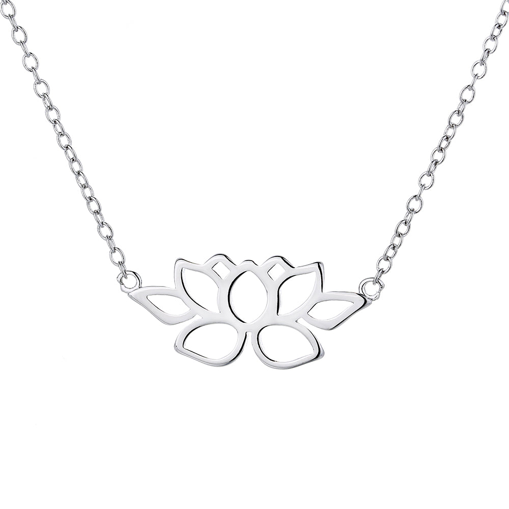 Sterling Silver Lotus Flower Necklace - The Avenue44