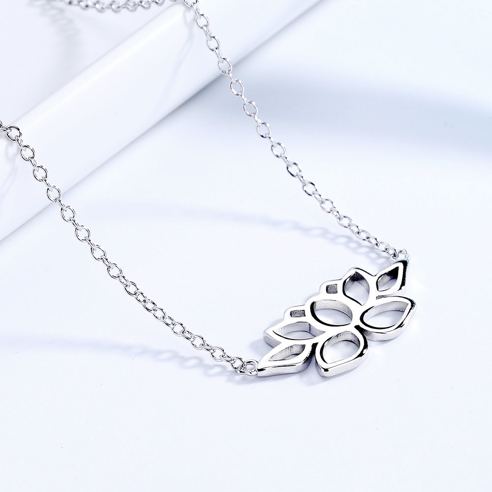 Sterling Silver Lotus Flower Necklace - The Avenue44