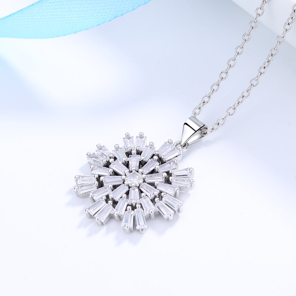 Sterling Silver Starburst Swarovski Crystal Necklace - The Avenue44