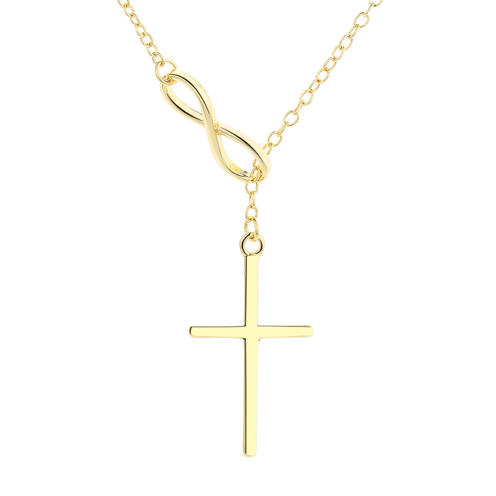 14K Gold Lariat Infinity Cross Pendant necklace - The Avenue44