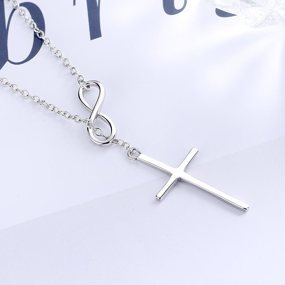14K Gold Lariat Infinity Cross Pendant necklace - The Avenue44