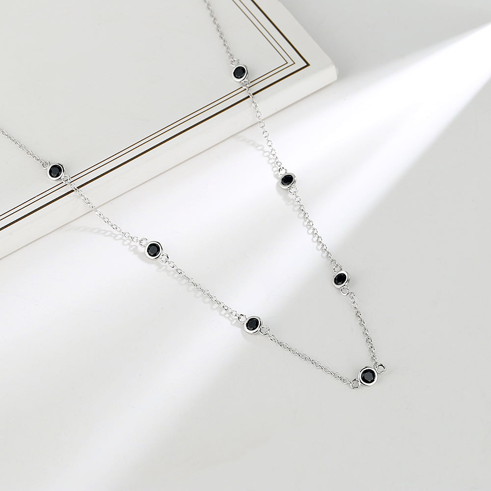 Sterling Silver Station necklace with crystals from Swarovski - The Avenue44