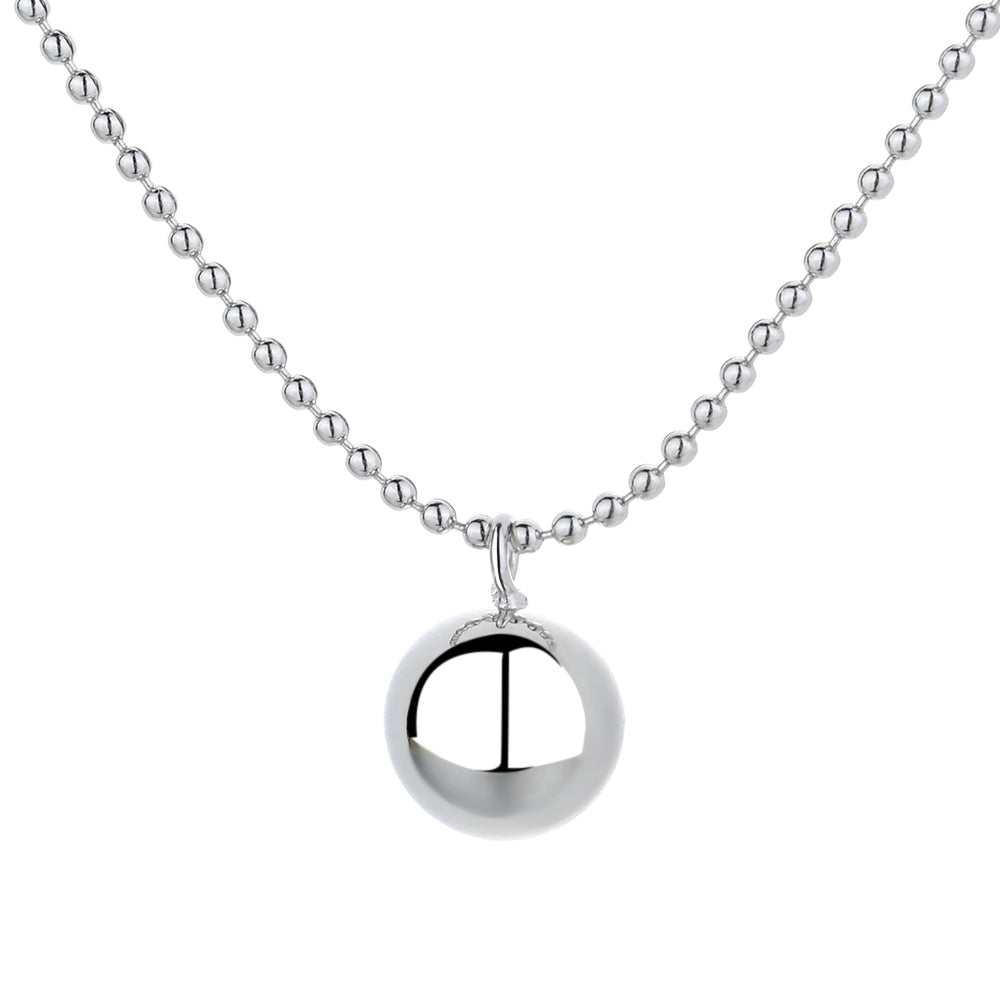 925 Sterling Silver Ball Bead Pendant Necklace - The Avenue44