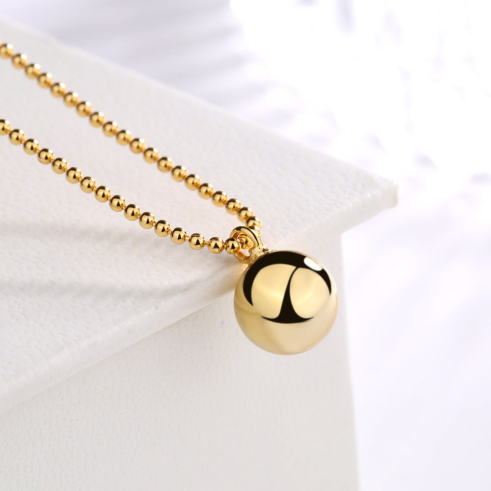 925 Sterling Silver Ball Bead Pendant Necklace - The Avenue44