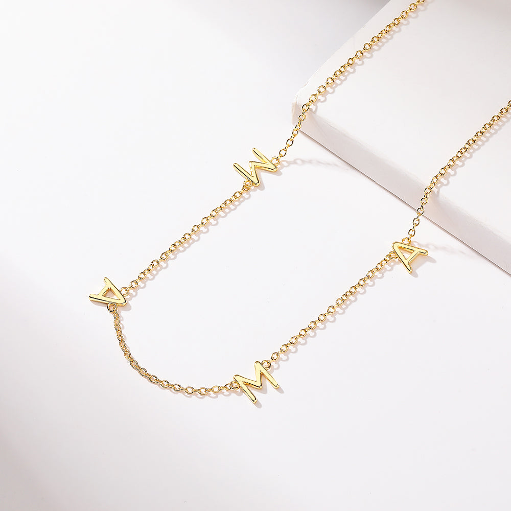 14K Gold Mama Bib Necklace - 14" - The Avenue44